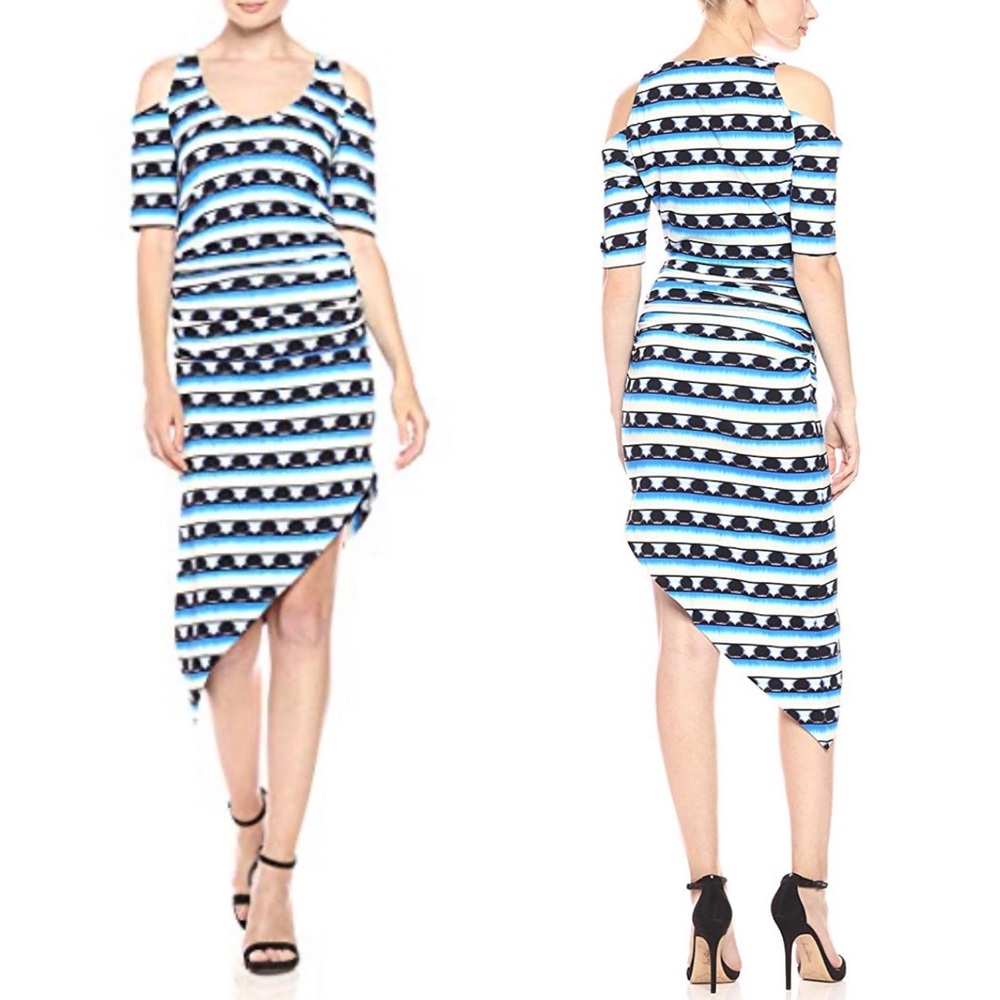 Nicole Miller Stripe Asymmetrical Dress